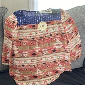 Hayden Aztec Print Women's Top - Multicolor